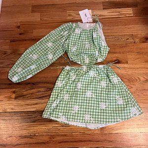 Sabo Ronnie One Shoulder Dress Gingham - Size S